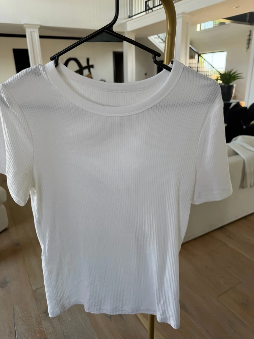 a new day White Ribbed Short Sleeve Crew Tee